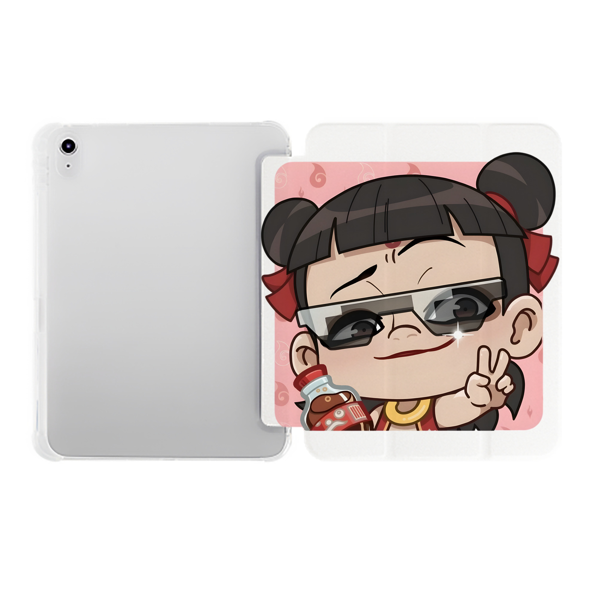 （画像用） Ne Zha 2 ナタ 魔童の大暴れ IPad ケース ペン収納付き 三つ折りスタンド PUレザー×シリコン 対応機種9.5/10.5/10.9インチ